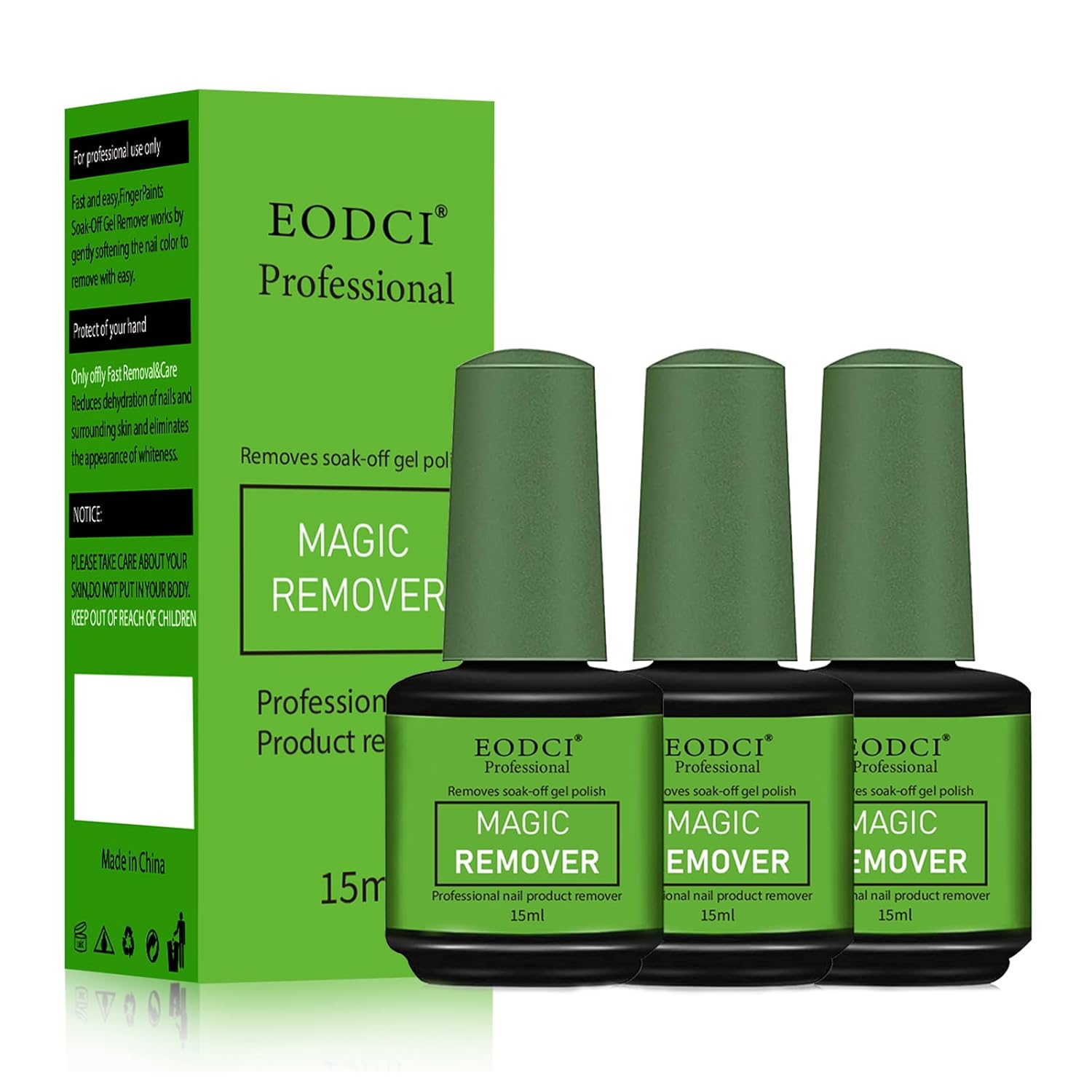 EODCI 3Pcs Magic Gel Nail Polish Remover - Quick Peel-Off, Professional Soak-Off in 3-5 Min No Filing