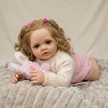 Pinky Reborn Eyes Opened Lovely 22 Inches 55 cm Girls Realistic Baby Dolls Vinyl Full Body Reborn Toddler Washable Baby That Look Anatomically Correct,Handmade Lifelike Gift for Child