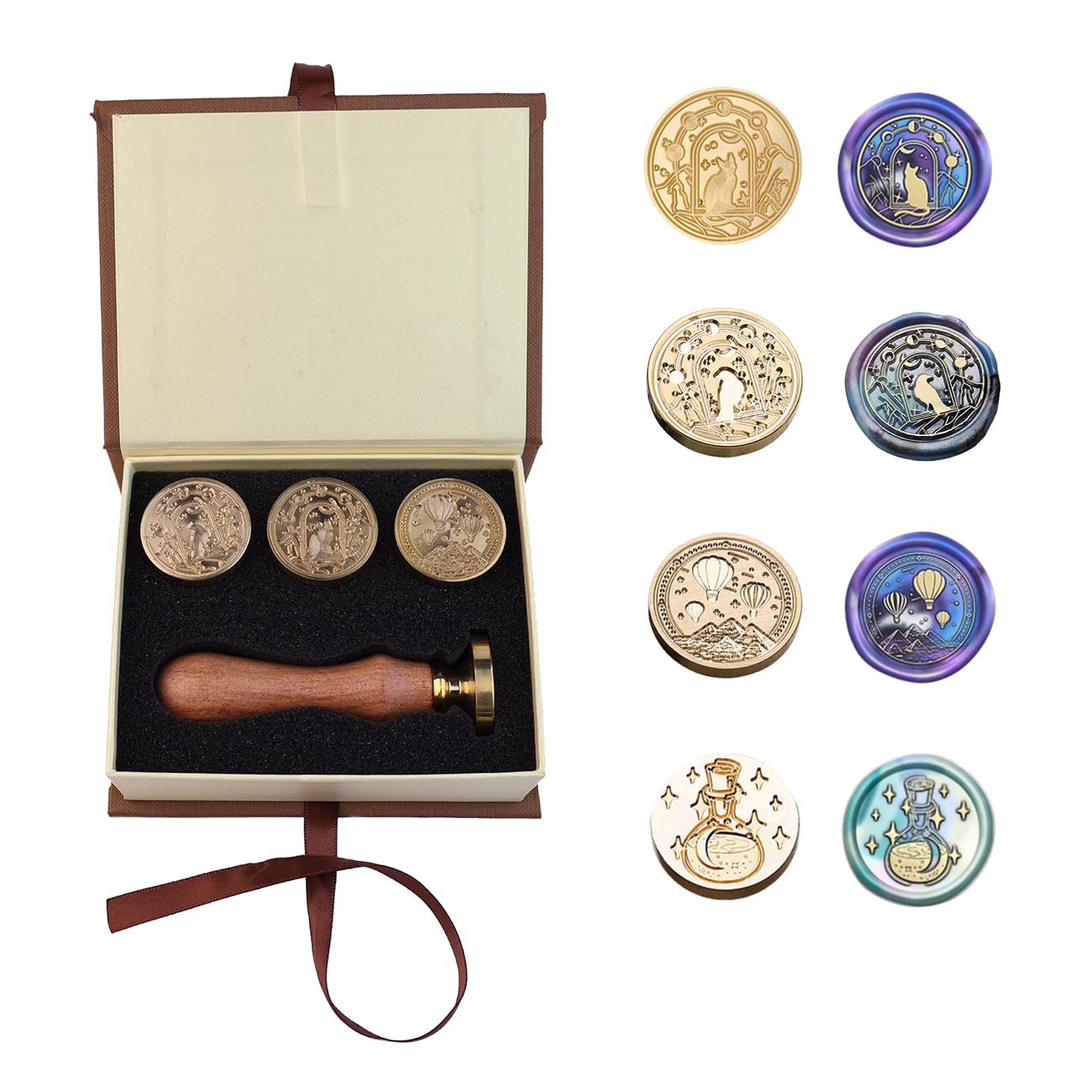 Wax Seal Stamp Set, PORXFLY 4 PCS Animal Wax Seal Stamp Kit,Sealing for Wedding Invitation, Letter Cards Invitations,Gift Wrapping