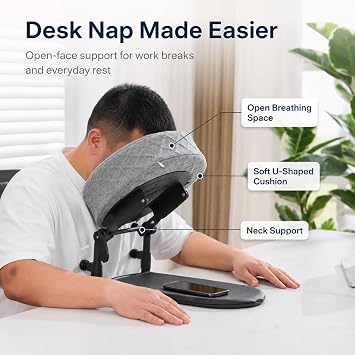 Face Down Pillow After Eye Surgery, Tabletop Cradle Headrest, Grey