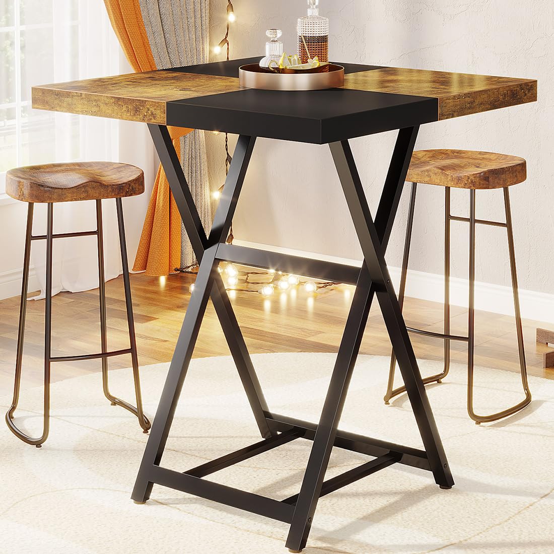 Tribesigns Ronde bartafel, 80 cm statafelhoogte, hoge houten