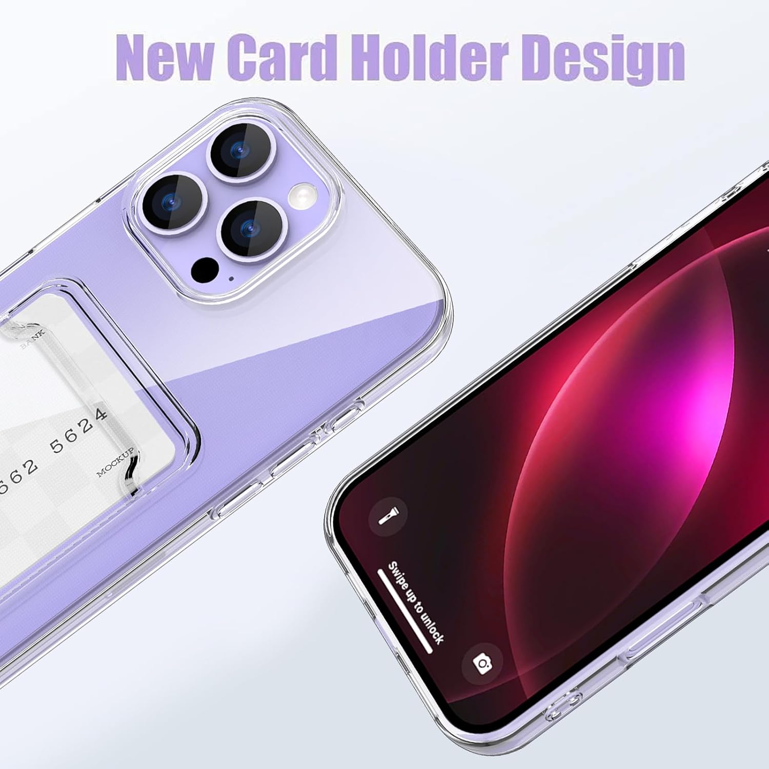 MZELQ Compatible with iPhone 16 Pro Max Case TPU Card Holder Wallet Cover,Camera Protection + Screen Protector Soft Card Slot Phone Case -Clear - Image 2