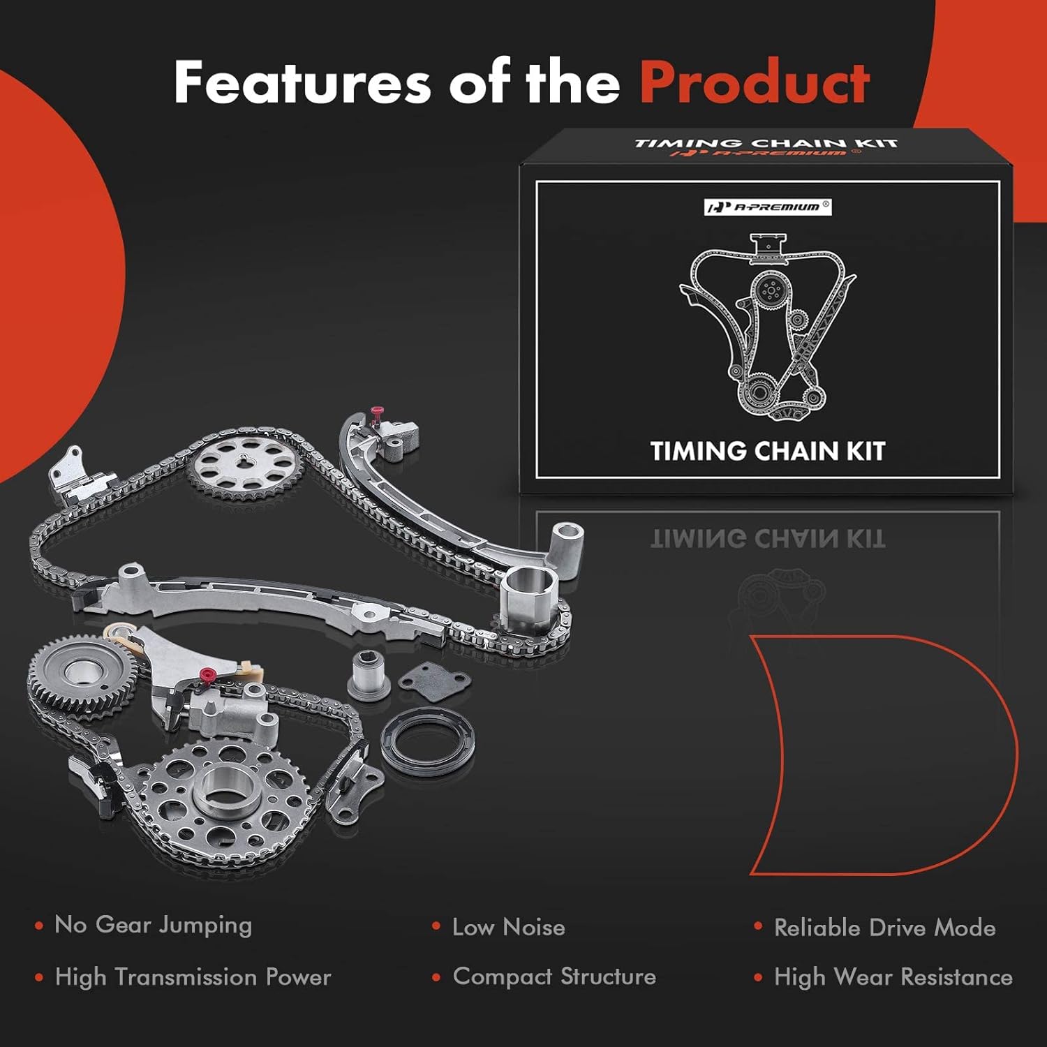 A-Premium 16Pcs Engine Timing Chain Kit W/Tensioner & More [fits DOHC, L4 2.7L] Compatible with Toyota 4Runner, Hiace 06-15, Hilux 10-15, Tacoma 05-15, Replace# 1350775010, 135060C040