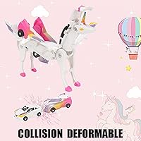 Vista 4 de Coches de Transformación de Colisión de Unicornio, 2 en 1, Coches Magnéticos que se Transforman en Juguetes de Unicornio, para Niños de 3 a 12 años