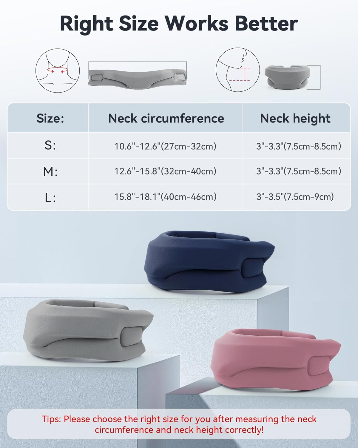 Soft Foam Cervical Collar, Neck Brace - Gray Medium Size Fits Neck Height 3.0-3.3 Inch Neck Circumference 12.6-15.8 Inch