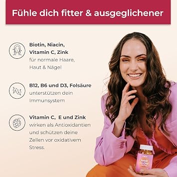 Yuicy 10000 µg Biotin High Dose - Sugar-Free Hair Vitamins With Niacin Vitamin C Zinc For Skin Hair Nails - Accelerate Hair Growth - Yuicy Hair Glow Hair Vitamins Vegan Pack Of 60