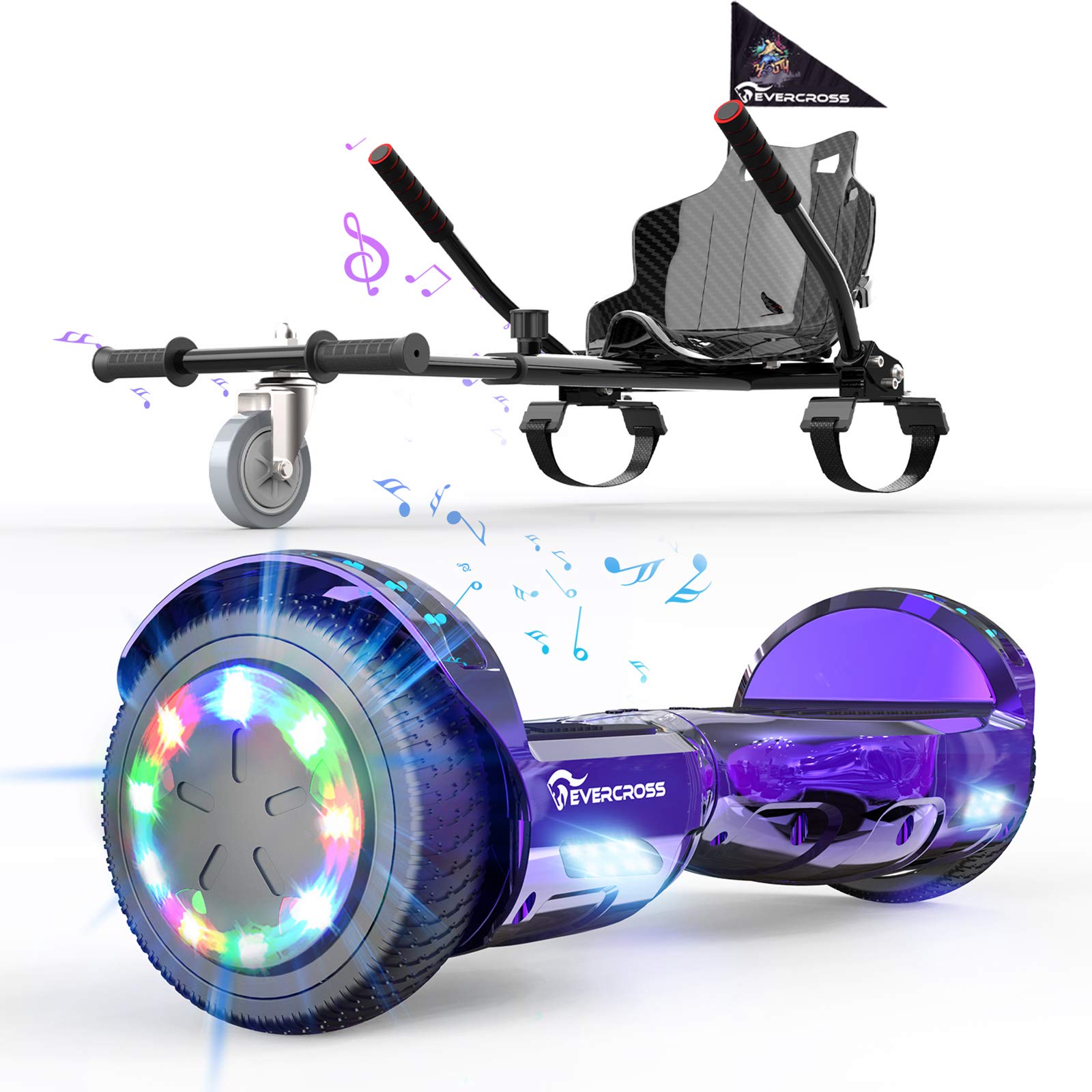 Photo 1 of EVERCROSS Hoverboard, Hoverboard for Adults, Hoverboard with Seat Attachment, 6.5" Hover Board Self Balancing Scooter with Bluetooth Speaker & LED Lights, Suit for Adults and Kids Purple
OPEN BOX ITEM