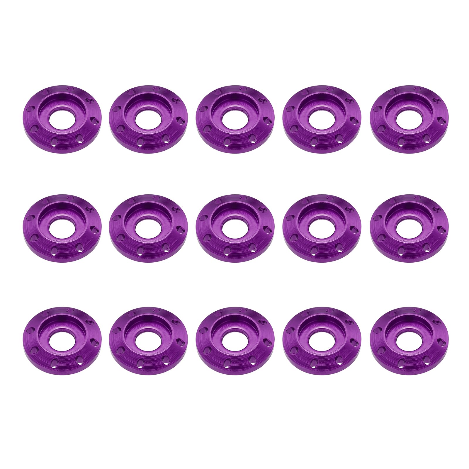 sourcing map M6 Aluminum Eight Holes Washer, Aluminum Alloy Disc Washer Anodized Colorful Decorative Gasket for Drones/RC/FPV/Electric Motorcycle(Pack of 15, Purple)