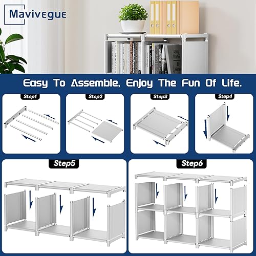 Miniatura 42 de Mavivegue Estante para libros, organizador de almacenamiento de 9 cubos, estantería de bricolaje, estantería de cubo de metal, estuche alto para