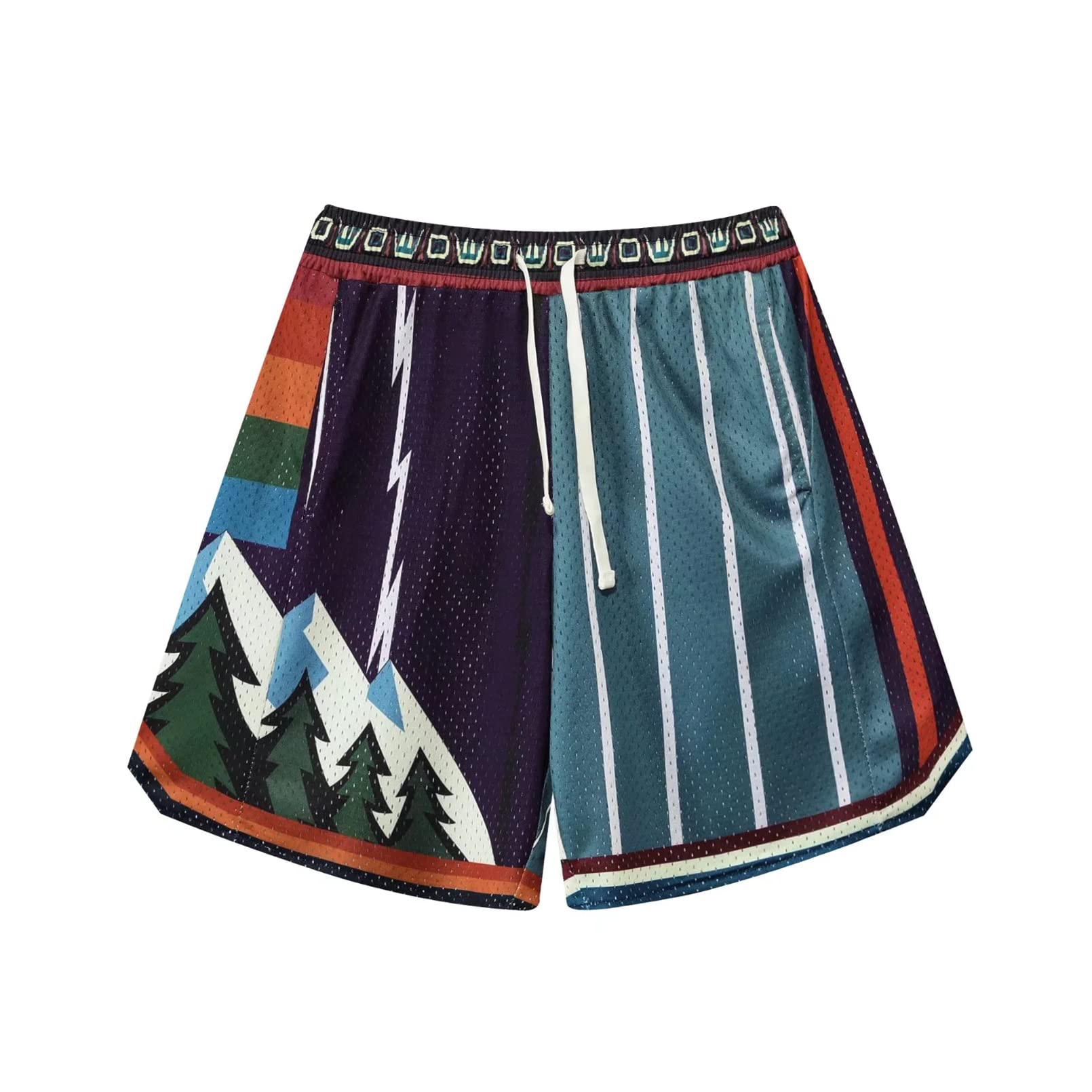 BOOMLEMONMen's Basketball Shorts Hip Hop Workout Athletic Shorts Mesh Print Running Short Pants