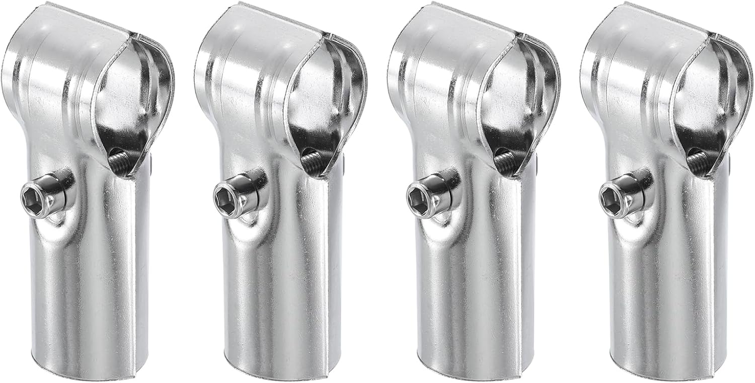 uxcell 4Pcs Tee Pipe Clamp Connector, Fit 1 Inch(25mm) OD Pipe Rail Corner Fitting Connector 201 Stainless Steel Chain Link Fence Clamp for Fence Railing DIY Project