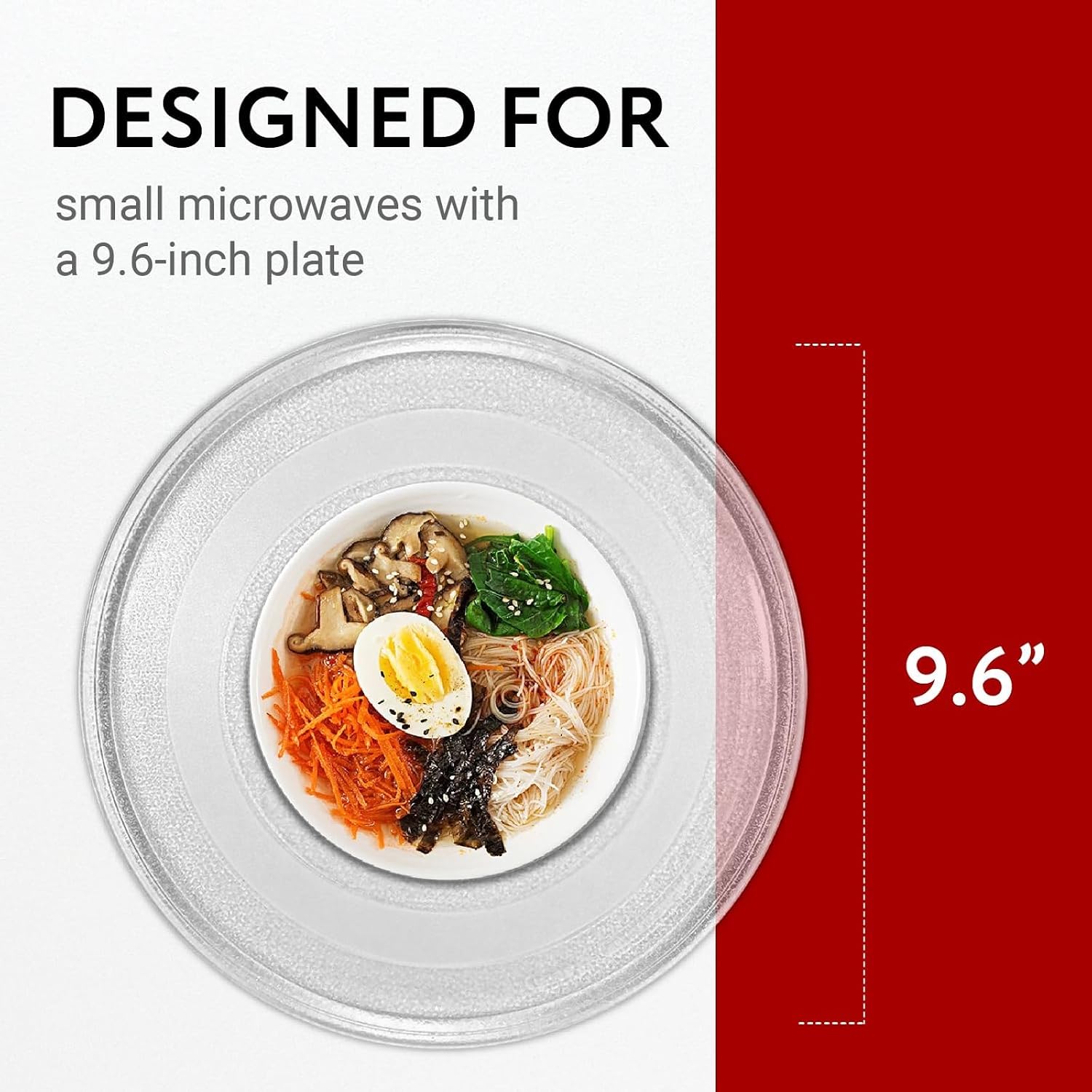 IMPRESA Microwave Glass Plate Replacement - 9.6-Inch Clear Tempered Glass Microwave Tray with 3-Part Coupler & Centerpiece - Compatible with LG, Sears, Kenmore, Emerson & HighPointe