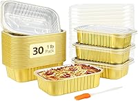 Vista 1 de LNYZQUS Sartenes de aluminio pequeños de 1 libra con tapas, paquete de 30 latas de aluminio de 16 onzas para hornear, recipientes sobrantes
