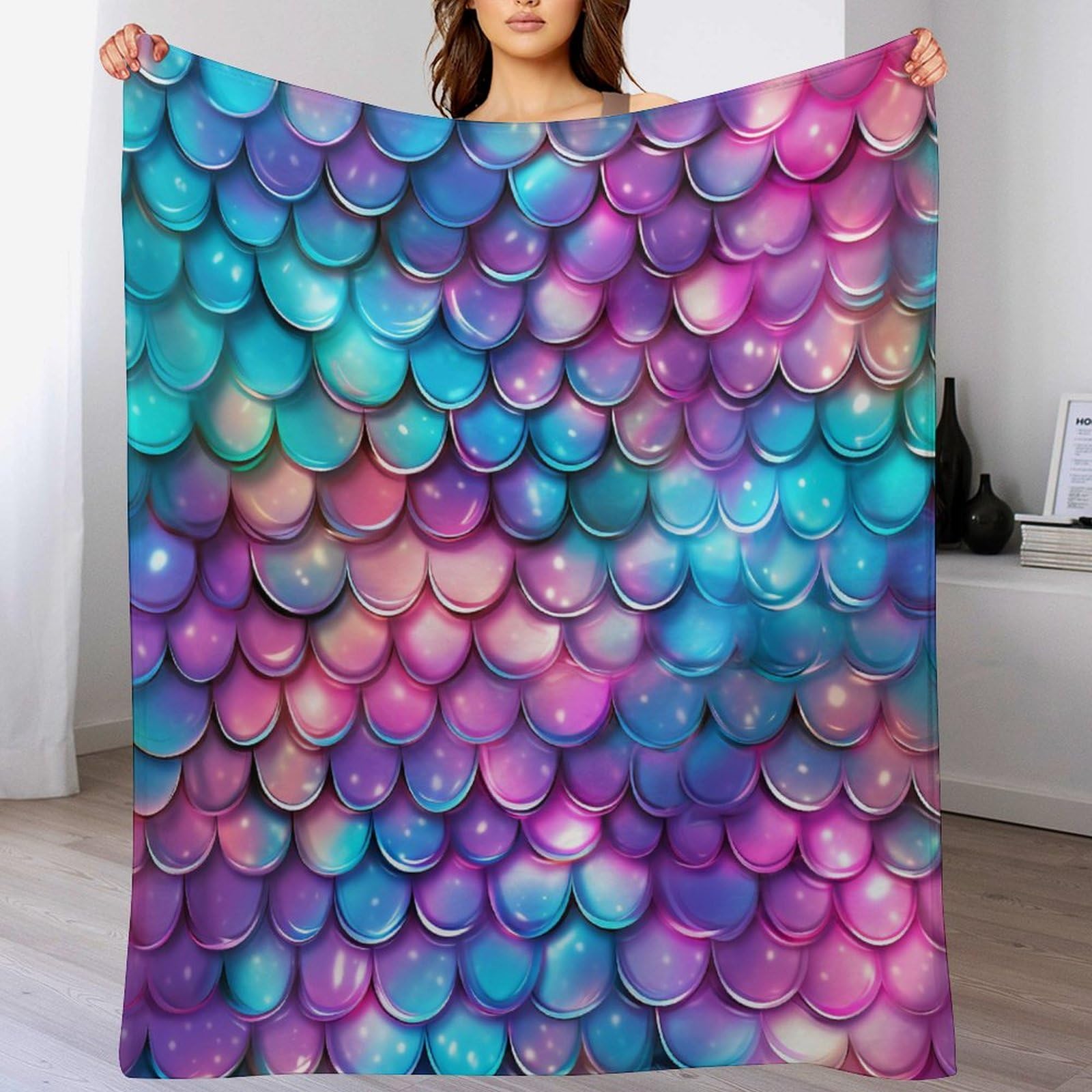 Plaid canapé écailles de poisson colorées pour des soirées cocooning