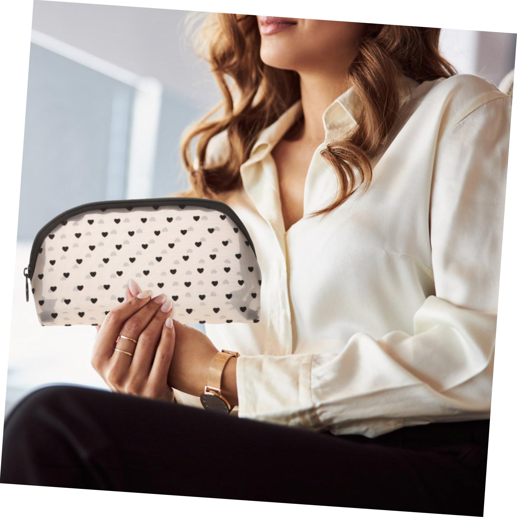 LIFKOME 6 Stck Teiliges Herzförmige Kosmetiktaschen aus Mesh mit Reißverschluss Transparente Leichte Make Up Organizer Taschen für Damen und Mädchen Tragbare Schminktaschen für Reisen