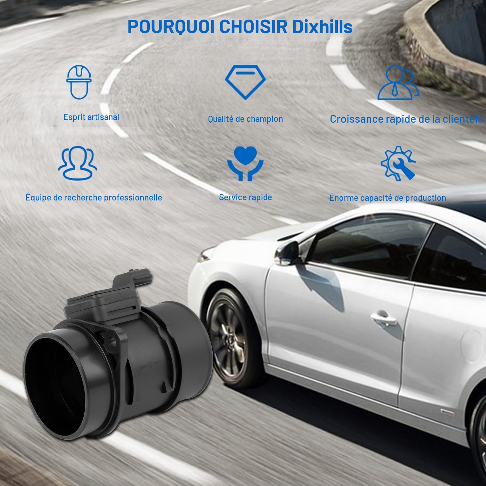 Capteur de débit d'air MAF 4 broches compatible avec Dokker Duster Logan Qashqai Juke Twingo Clio Megane Fluence Remplacement pour 8200682558 5WK97021