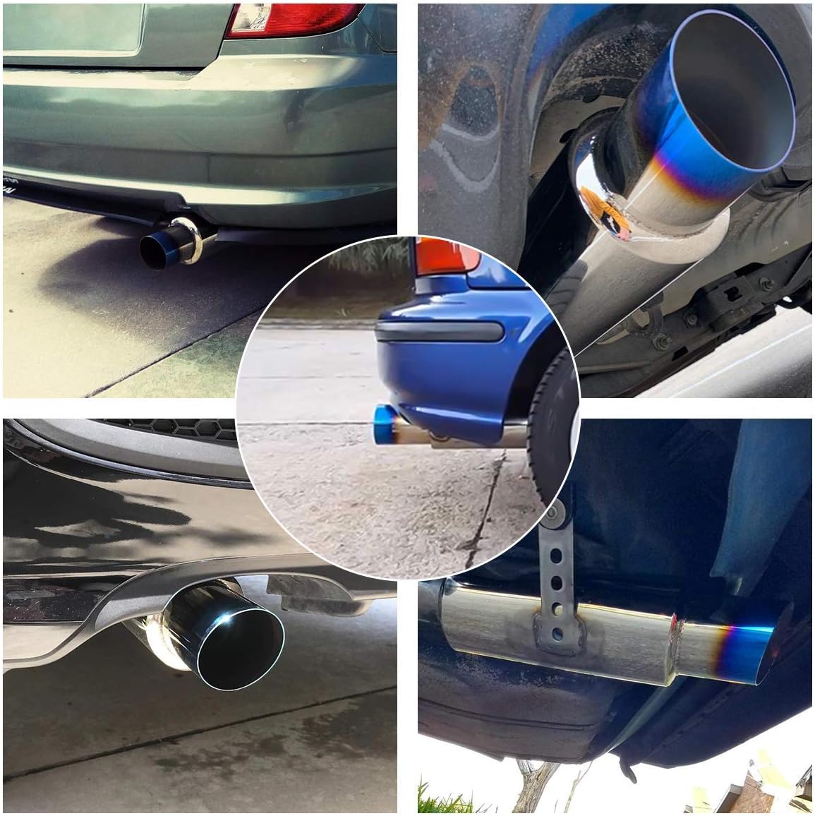 EVIL ENERGY 2.5" Inlet 4" Outlet Exhaust Burnt Muffler 18.6" Length Bundle with 2.5inch Butt Joint Exhaust Clamp