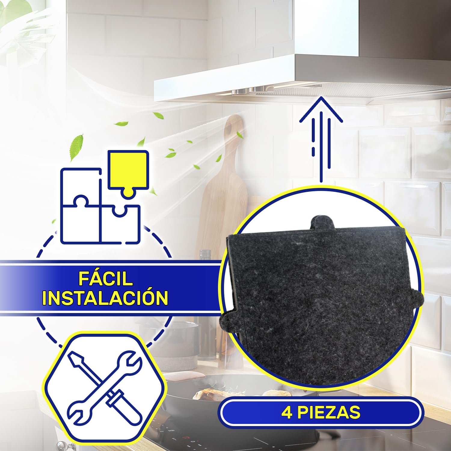 4 Piezas Filtro Carbon Activo para Campana Extractora modelos DKF12-1 DKF121 288x242x20 mm con Código Original 06228731 para Miele - MONTERAL