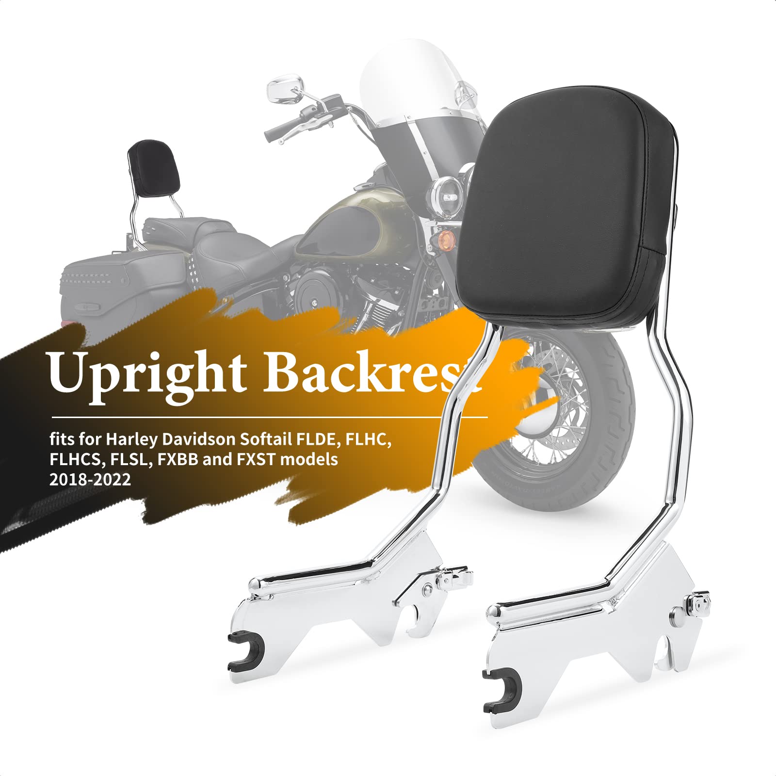 Passenger Backrest Sissy Bar With Luggage Rack For 2018-2024 Harley Softail Models-835209
