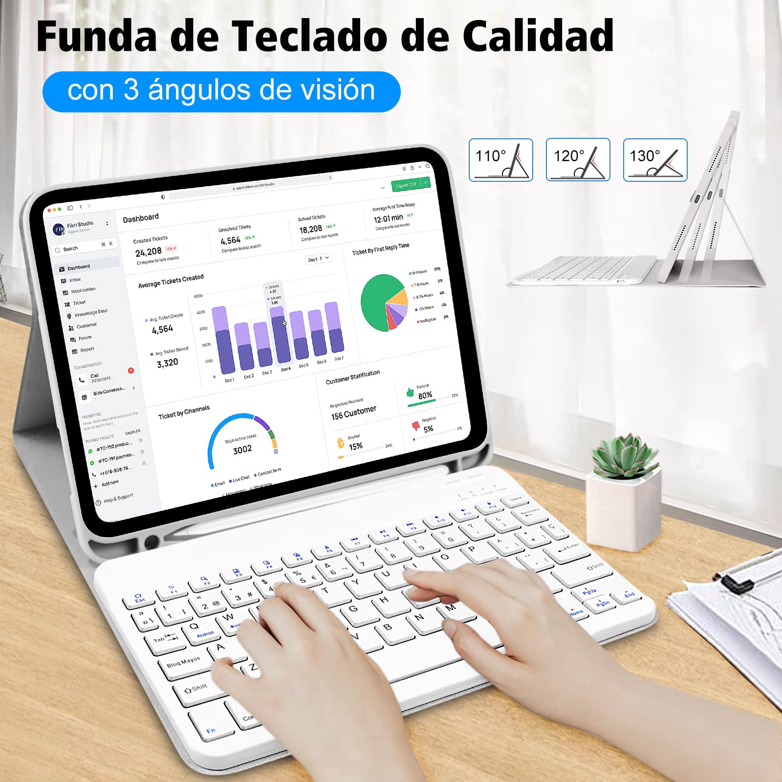 Funda con Teclado para for iPad A16 11ª /10ª Generación (10,9 Pulgadas 2022/11 Pulgadas A16 2025), Funda Teclado iPad 11/10 Gen Bluetooth Inalámbrico Desmontable, QWERTY Español Ñ