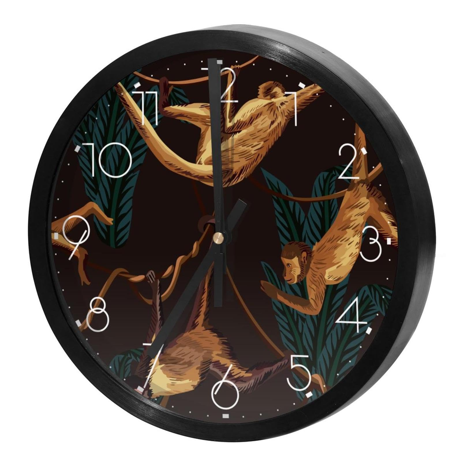 Horloge murale silencieuse à quartz Singe de la jungle pour décoration maison et bureau