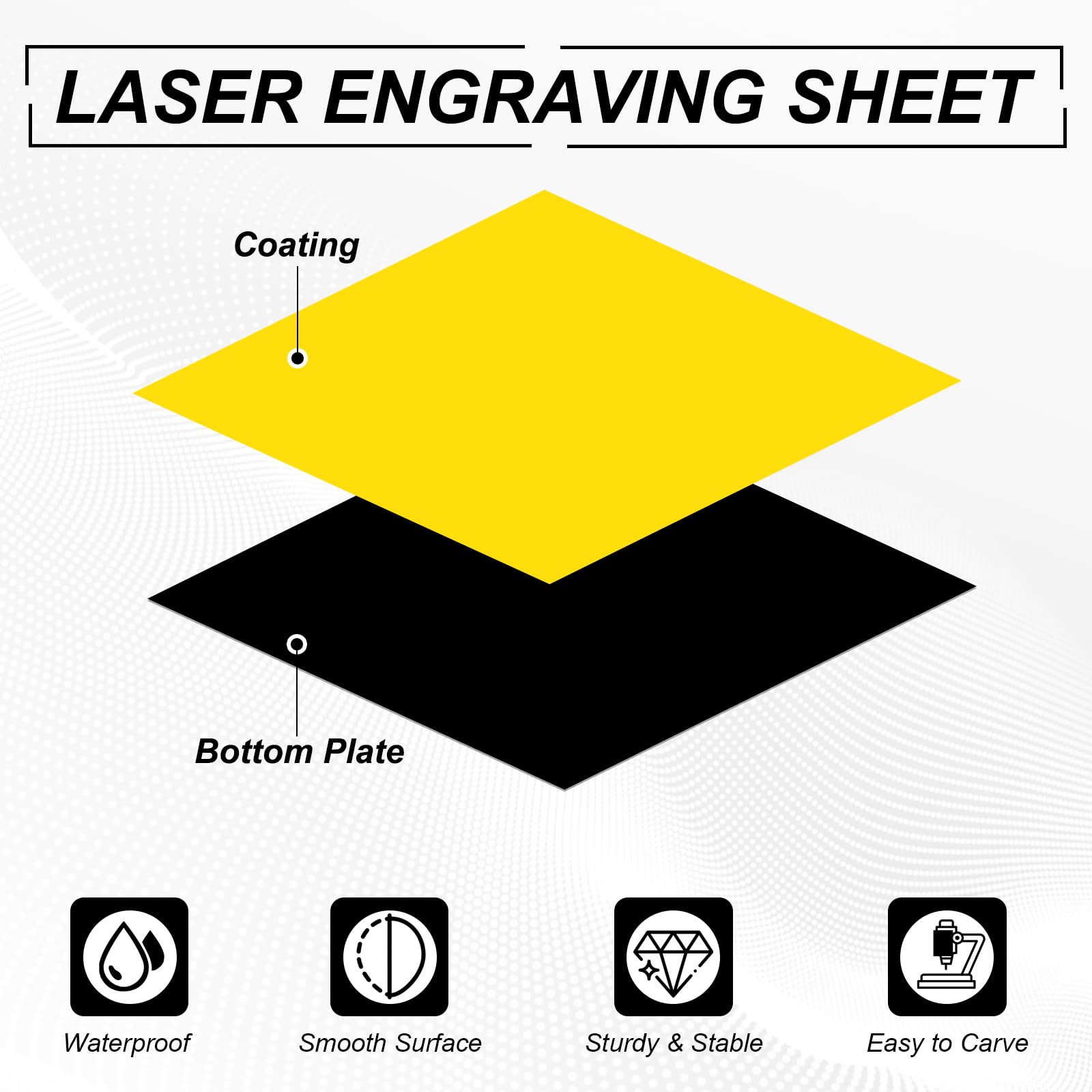 PATIKIL 4 Stück Laser Gravurplatte 11.8x11.8 Zoll Doppelfarbige ABS Plastik Gravurplatte Material Für Tafel Individuelles Bastel Namensschild Büroetikett DIY Gelb/Schwarz