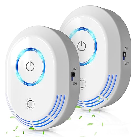 Plug in Air Ionizers 60 Million Negative Ions Out Put, 2 in 1 Ozone Odor Eliminator and Air Ionizers for Home, Kitchen, Bedroom, Office, Mini Air Cleaner for Dust, Smoke, Pets, 2 Pack