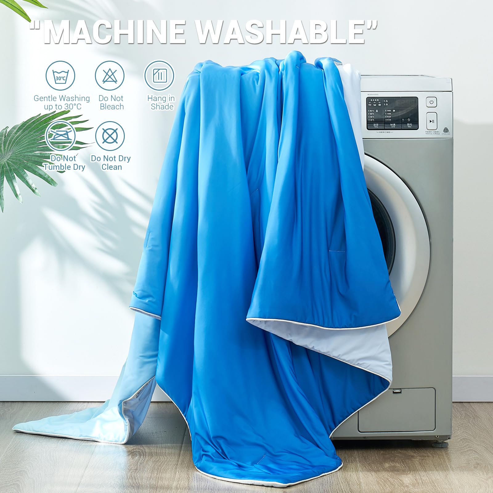 Elegear Kühldecke Kühlende Sommerdecke, Japanische Arc-Chill 3.0 Q-MAX>0,5 Kühlfasern, Körperwärme Aufnehmen für Besseren Schlaf, Leichte Antiallergisch Kühlende Bettdecke, 150x200CM Farbverlauf Blau