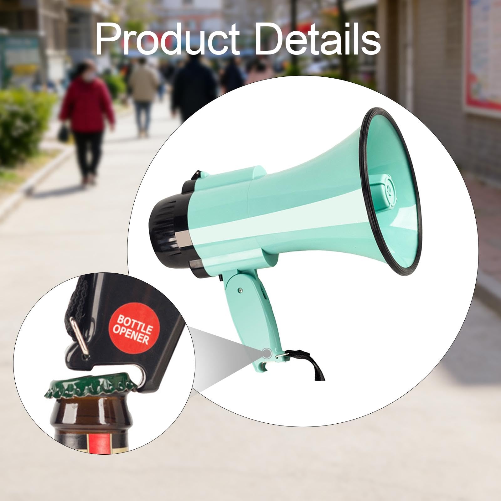 Mégaphone, 30 W, 240 Secondes, Mégaphone Portatif Haut de Gamme, Puissant, Portable pour Les Marchés, Les Activités de Plein Air et Les Distributeurs