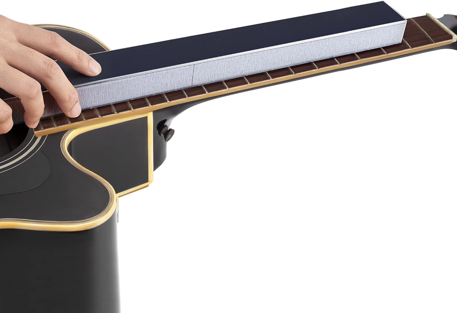 Guitar Fret Leveling Beam, 16 Inch Fret Leveler Sanding Block Level File, Pro Luthier Repair Tool with Extra 12PCS 120/240/400/600/1000 Grit Self-adhesive Replacement Sandpaper Strips