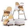 Baybee 4 In 1 Nora Convertible High Chair For Kids With Adjustable Height And Footrest, Baby Toddler Feeding Booster Seat With Tray, Wheels, Safety Belt And Cushion For 6 Months To 4 Years (Beige)