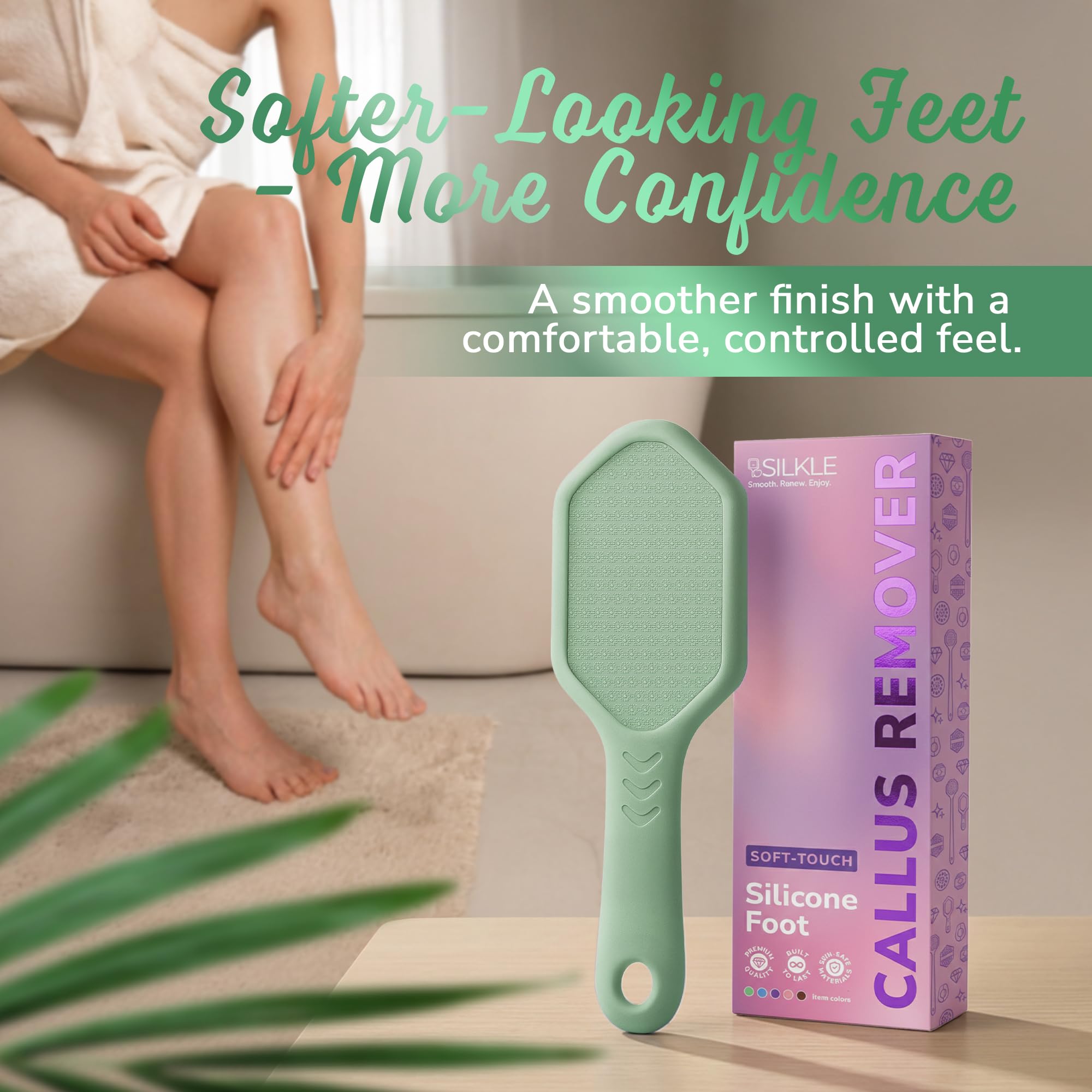 SILKLE Lima per piedi in silicone per la rimozione dei calli – Nano Glass per pelle morta e talloni screpolati – rimozione calli per piedi e pelle dura – esfoliante ergonomico per piedi morbidi e