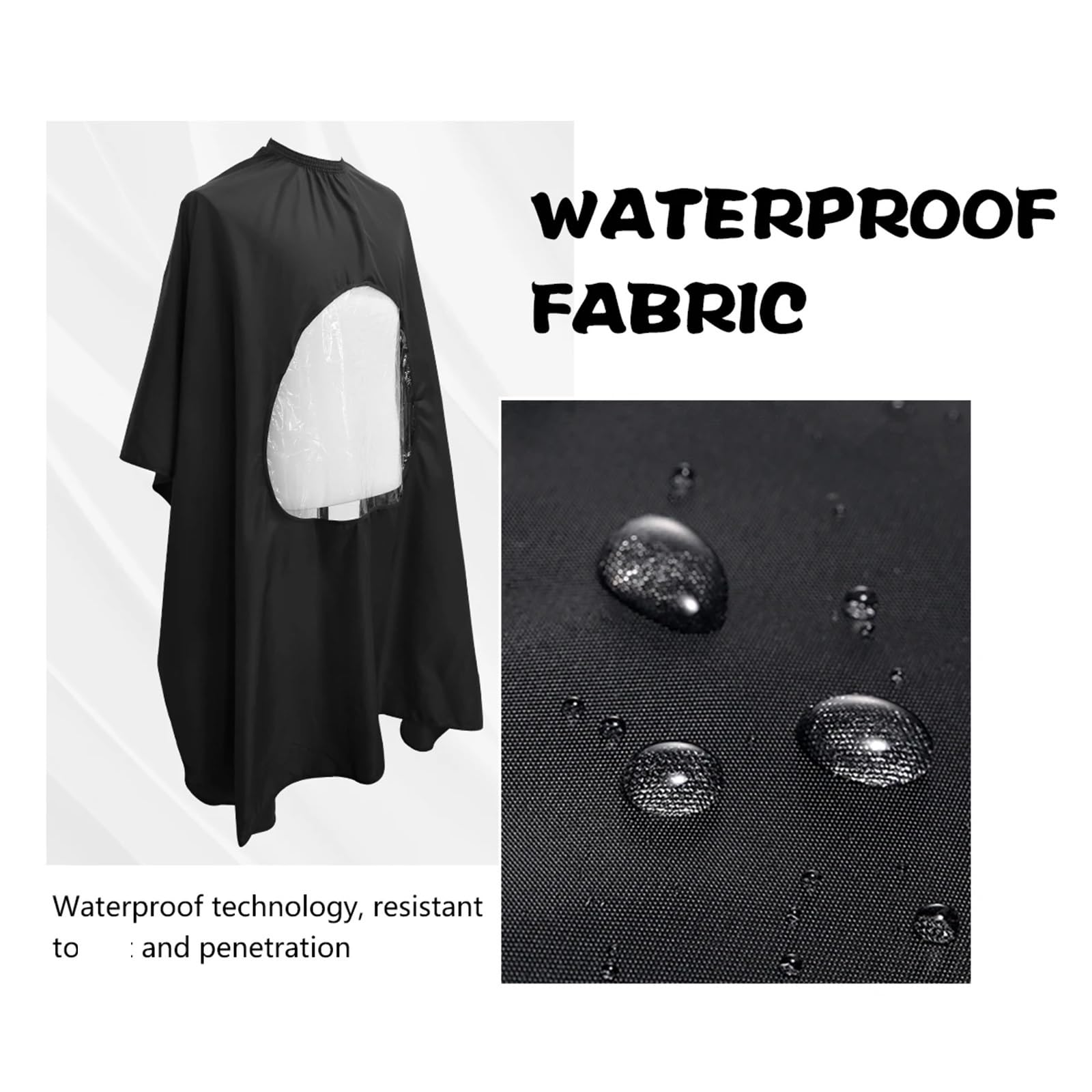 Capo Barbiere Mantella da parrucchiere da 3 pezzi Mantella da barbiere Finestra di visualizzazione trasparente Mantello for taglio di capelli impermeabile Prospettiva Grembiule da barbiere(White)