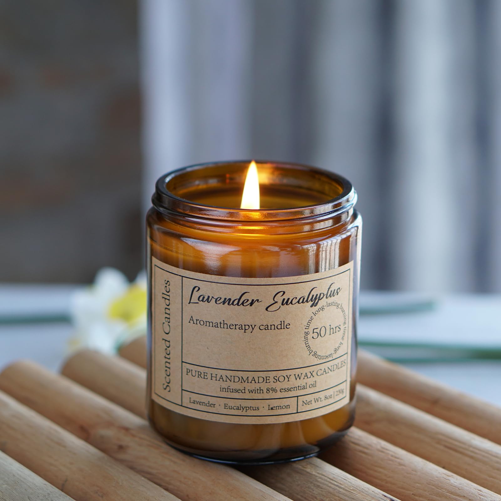 Lavender Eucalyptus Candles for Home Scented - 8oz Aromatherapy Candles for Relaxation Stress Relief Soothing Anxiety Non Toxic, Calming Candles Gifts for Women Great for Relaxing Bath Yoga Meditation