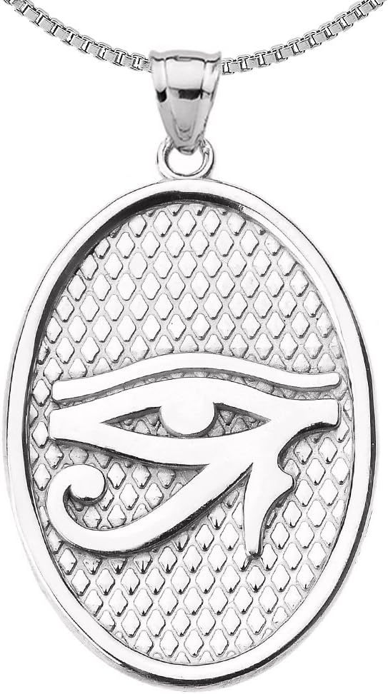 Egyptian Eye of Horus Engravable in Sterling Silver Oval Pendant Necklace