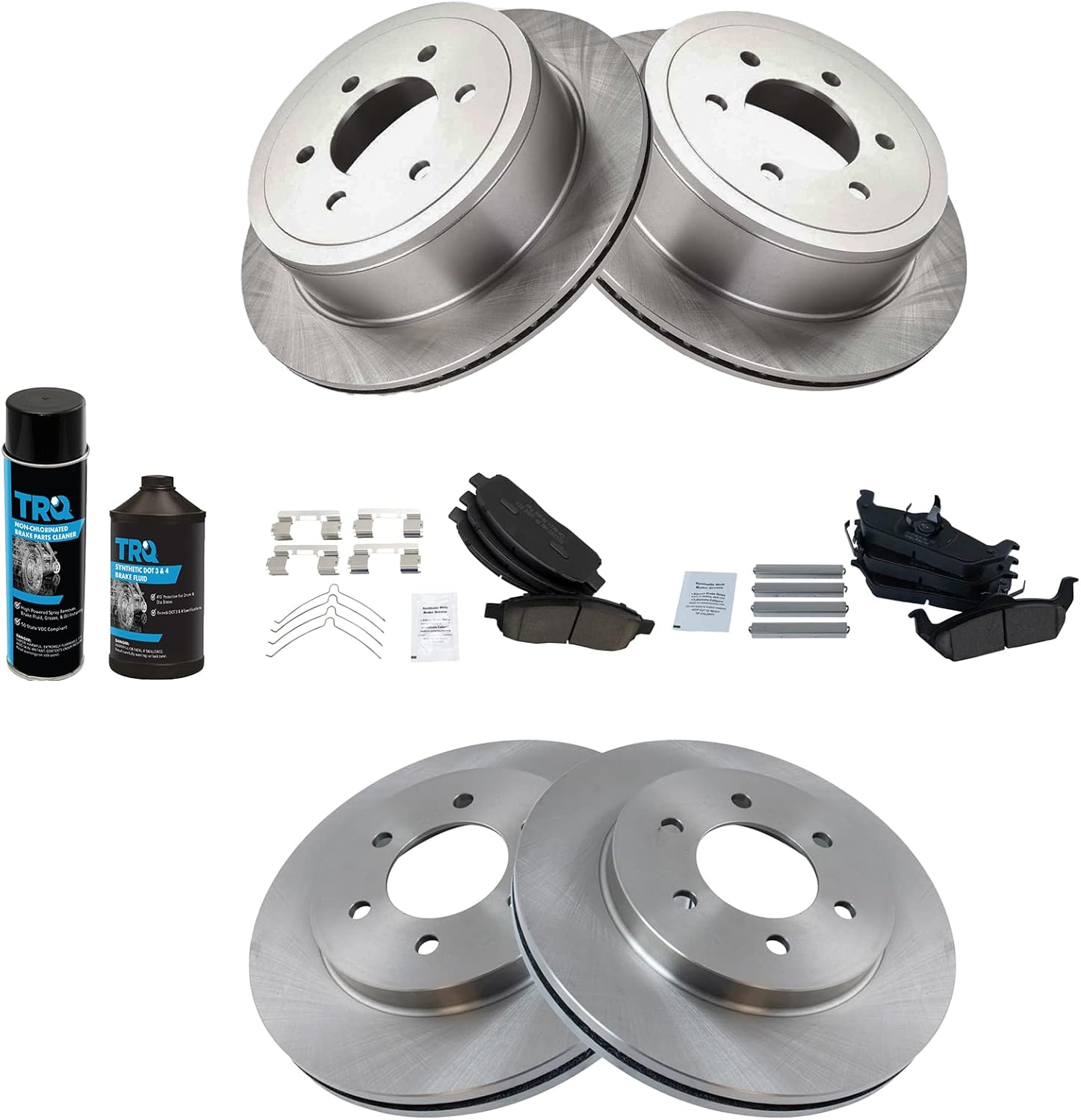 TRQ Front and Rear Brake Pad & Rotor Kit Brake Chemical Kit Brake Pads Brake Rotor Ceramic Compatible with 2004-2008 Ford F-150 2006-2008 Lincoln Mark LT