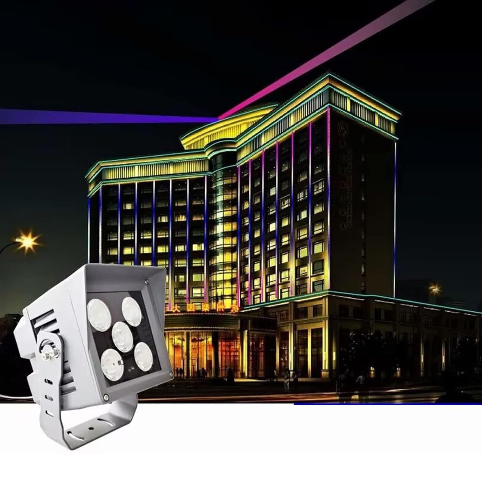 Reflektory zewnętrzne - projektor LED, projektory LED dalekiego zasięgu AC85-265V, wodoodporny reflektor LED o długim zasięgu, projektor LED, wąski projektor świetlny do użytku na zewnątrz (Green Lig