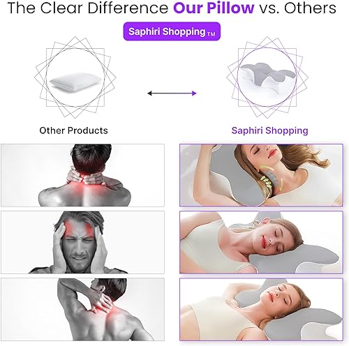 Miniatura 6 de Almohada cervical para el cuello Almohada ortopédica ergonómica de espuma viscoelástica para personas que duermen de lado, espalda y boca abajo con
