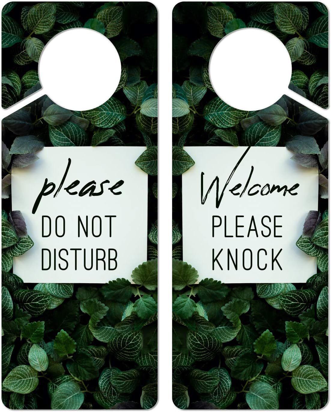 Do Not Disturb Door Hanger Sign, 2 Pack (Printed on Both Sides), 9.3″x3.5″ PVC Plastic, Please Do Not Disturb Sign for Home, Office, Hotel, Bathroom, Bedroom, Counseling, Therapists, Clinic, Botanical