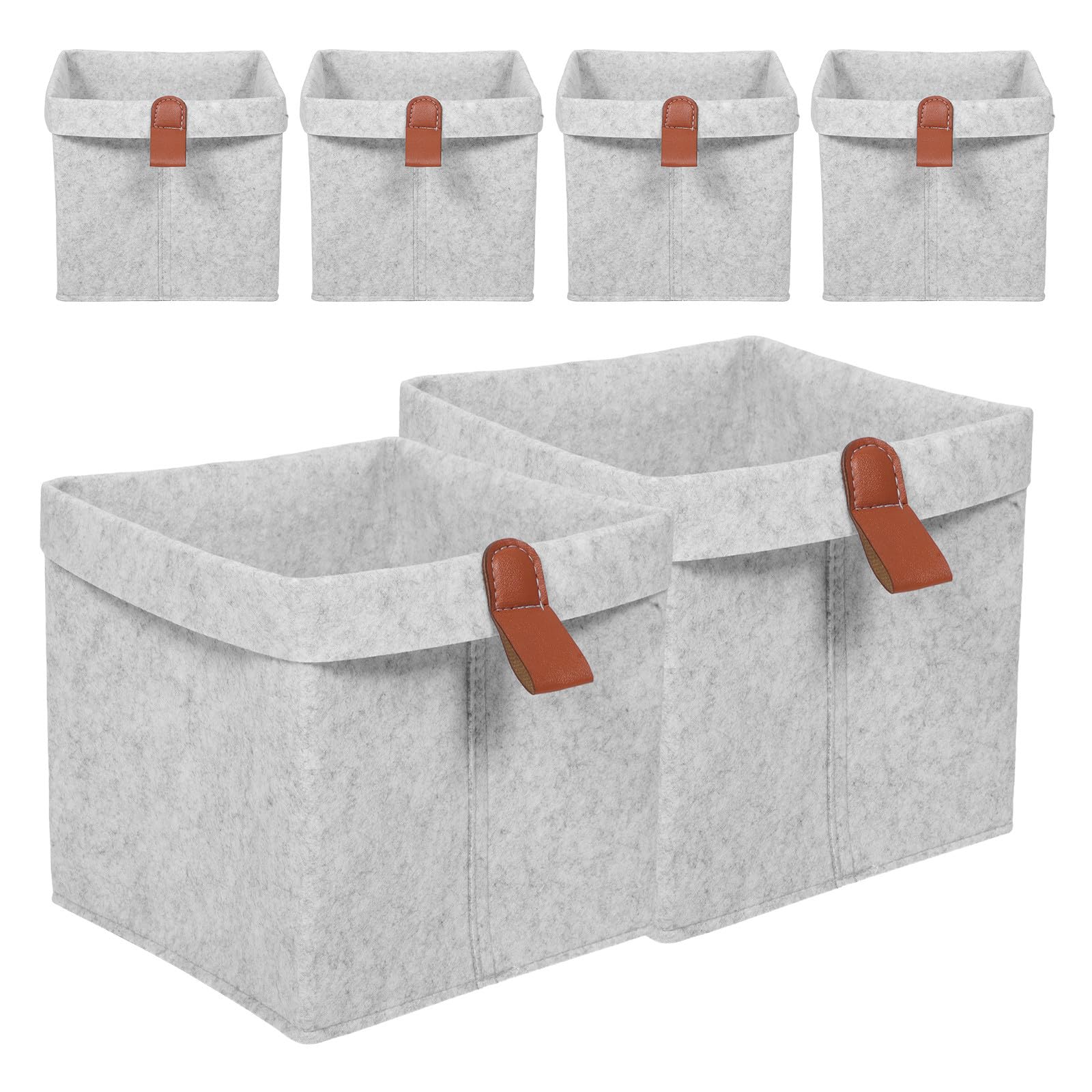 6 Stück Faltbare Aufbewahrungswürfel aus Filz Würfelkorb mit Tragegriff Moderner Kleiderschrank Organizer aus Vliesstoff für Babyzimmer und Zuhause
