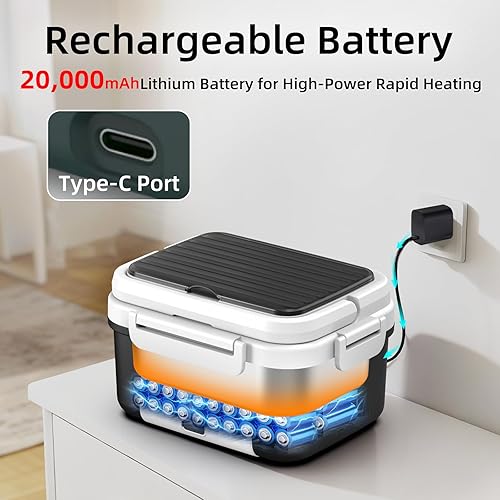 Miniatura 2 de Lonchera eléctrica inalámbrica XL de 6.3 tazas para adultos, 20000 mAh recargable alimentada por batería inteligente para hombres y mujeres,