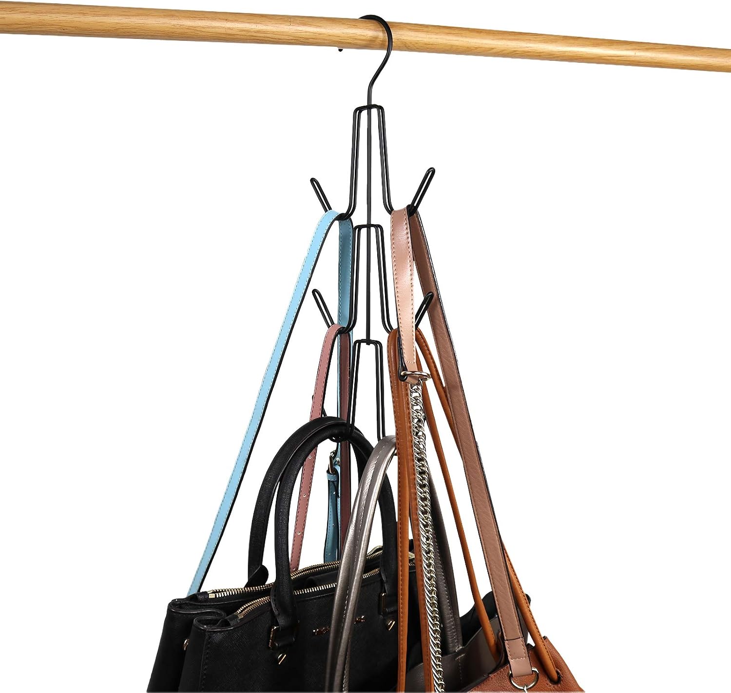 Niclogi Handbag Holder, Metal Handbag Hanger Space Saving Hangers Closet Organizer for Backpacks, Satchels, Crossovers, Handbags(Black)