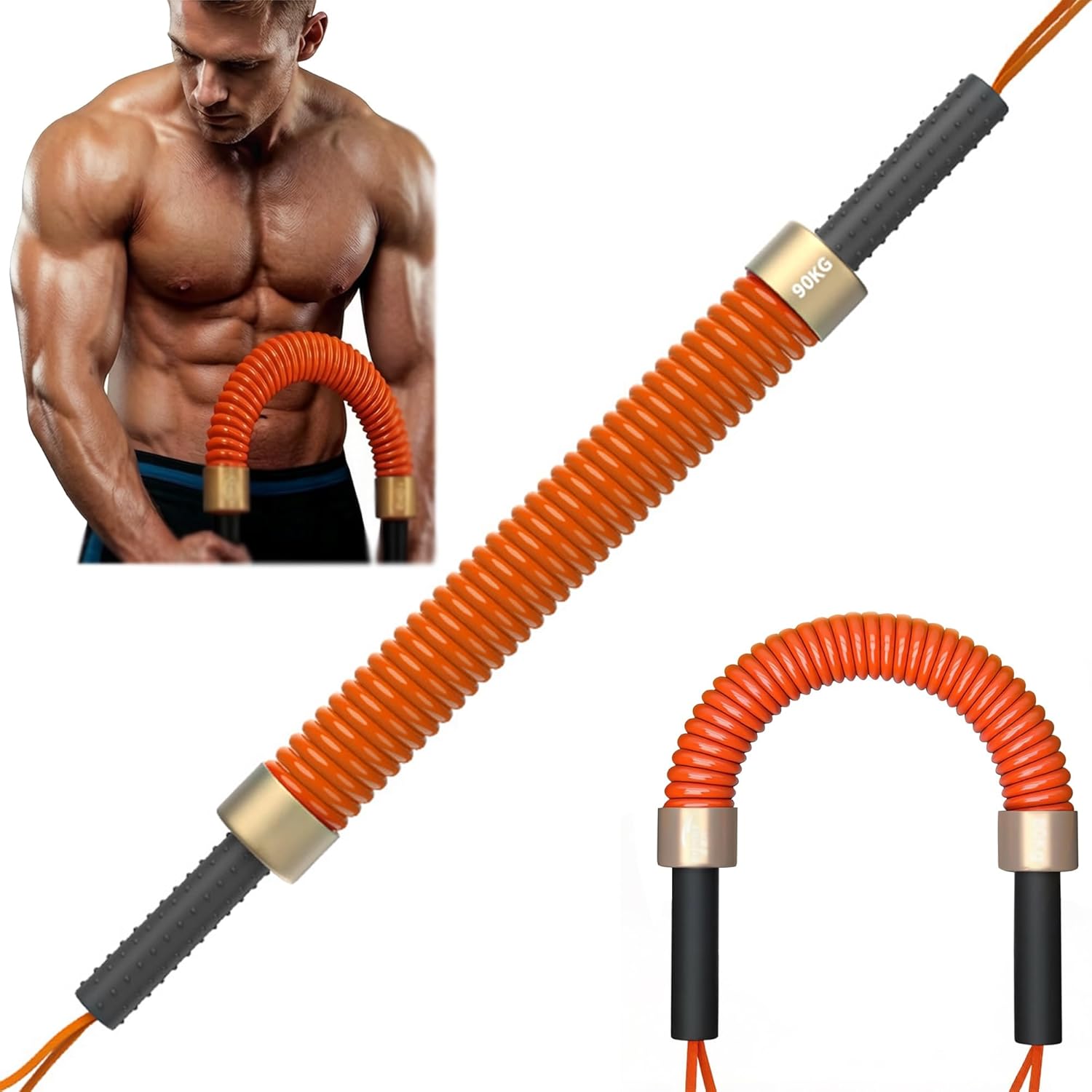 Power Twister Bar 40 kg to 140 kg Heavy Duty Power Twister Spring Bar Arm Strength Bar Workout Equipment for Arm Forearm Bicep Chest & Shoulder