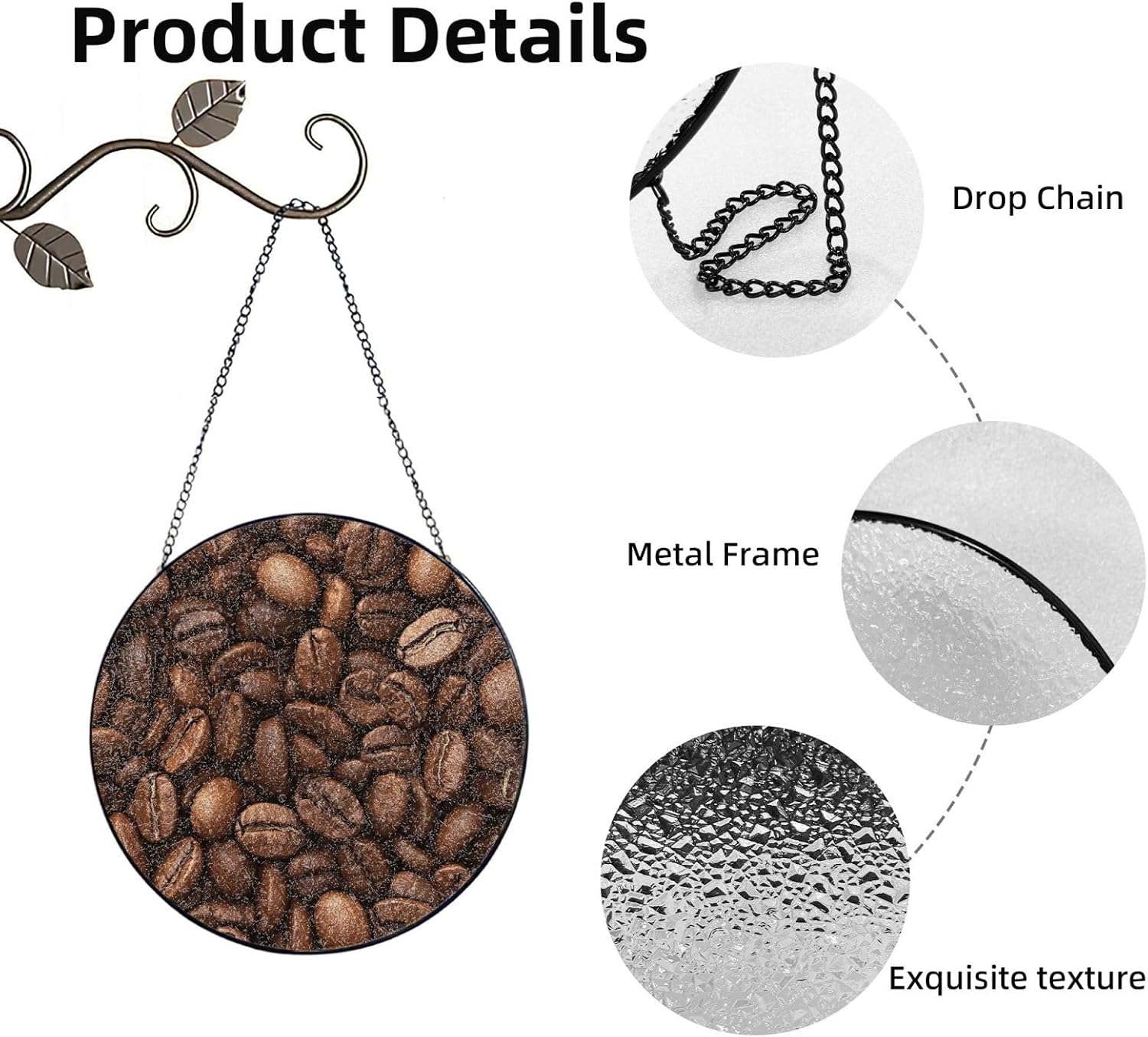 Roasted Coffee Beans Sun Catcher Stained Glass Window Hanging Gifts