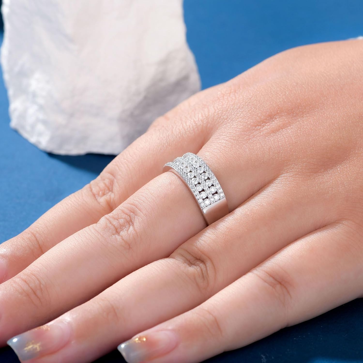 Newshe Jewellery Moissanite Rings for Women 925 Sterling Silver Wedding Bands Eternity Ring Emerald Promise Engagement Size 5-10 - Image 7