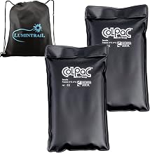 Chattanooga ColPac, Reusable Gel Ice Pack for Cold Therapy, 6.5" x 11" Half Size 2 Pack Bundle, Black Polyurethane, with a Lumintrail Drawstring Bag