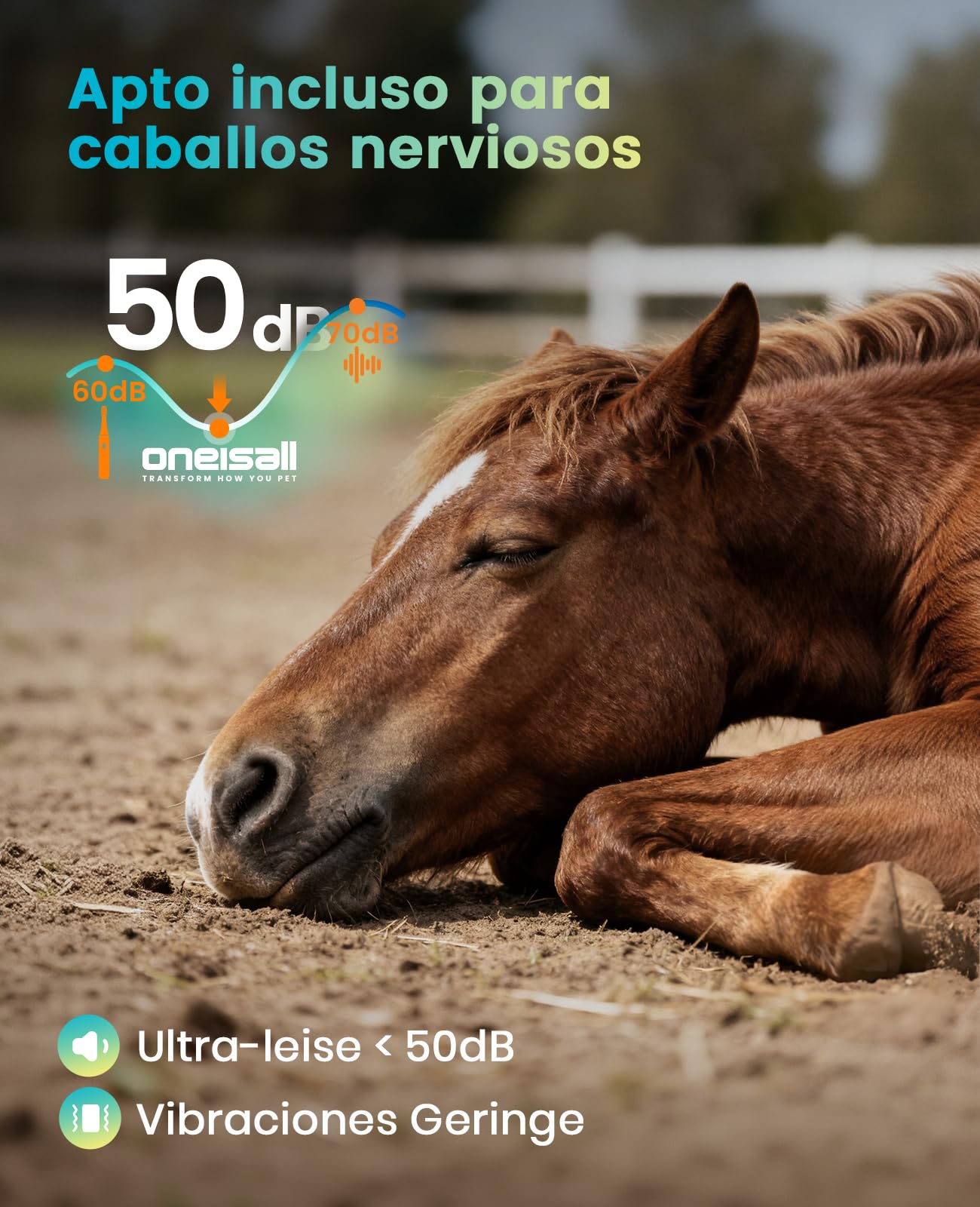 Oneisall Máquina Cortapelo para Caballos Inalámbrica 6 Accesorios Cuchilla Acero Extraíble Silenciosa Pelaje Grueso 4h Autonomía