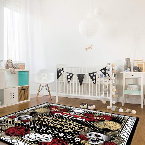 Miniatura 3 de ARTSHOWING Alfombras ultra suaves de Halloween, juego mágico peligroso, tablero de Ouija, decoración de sala de estar, alfombras para decoración de