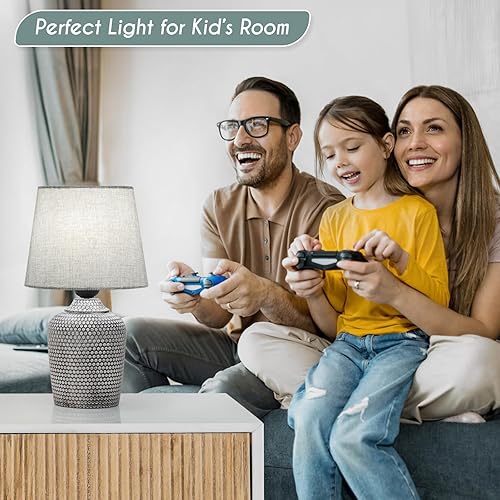 Miniatura 6 de Sucolite Juego de 2 lámparas de mesa pequeñas de 11.8 pulgadas, lámparas de mesita de noche para dormitorio, habitación de los niños, bonitas