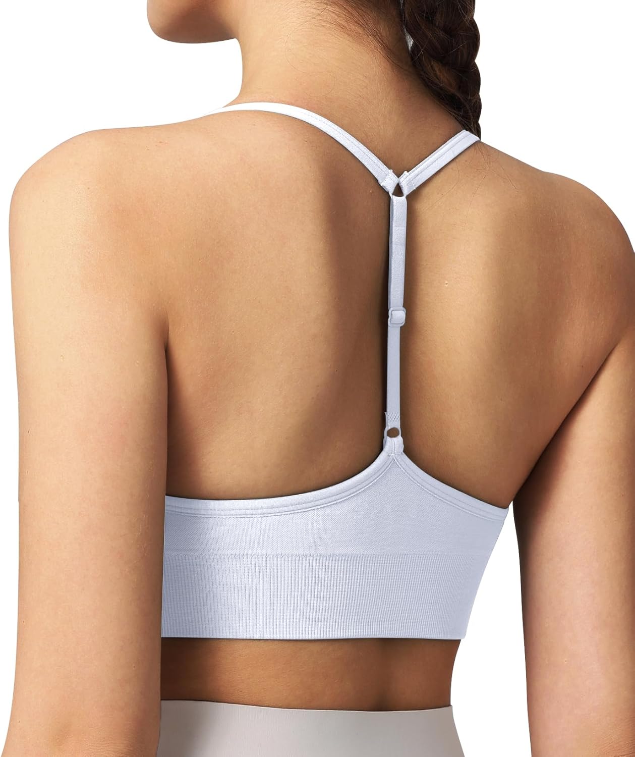 Women's Sports Bras Adjustable Y Back Spaghetti Strap Racerback Padded Wireless Yoga Workout Tops - Image 4